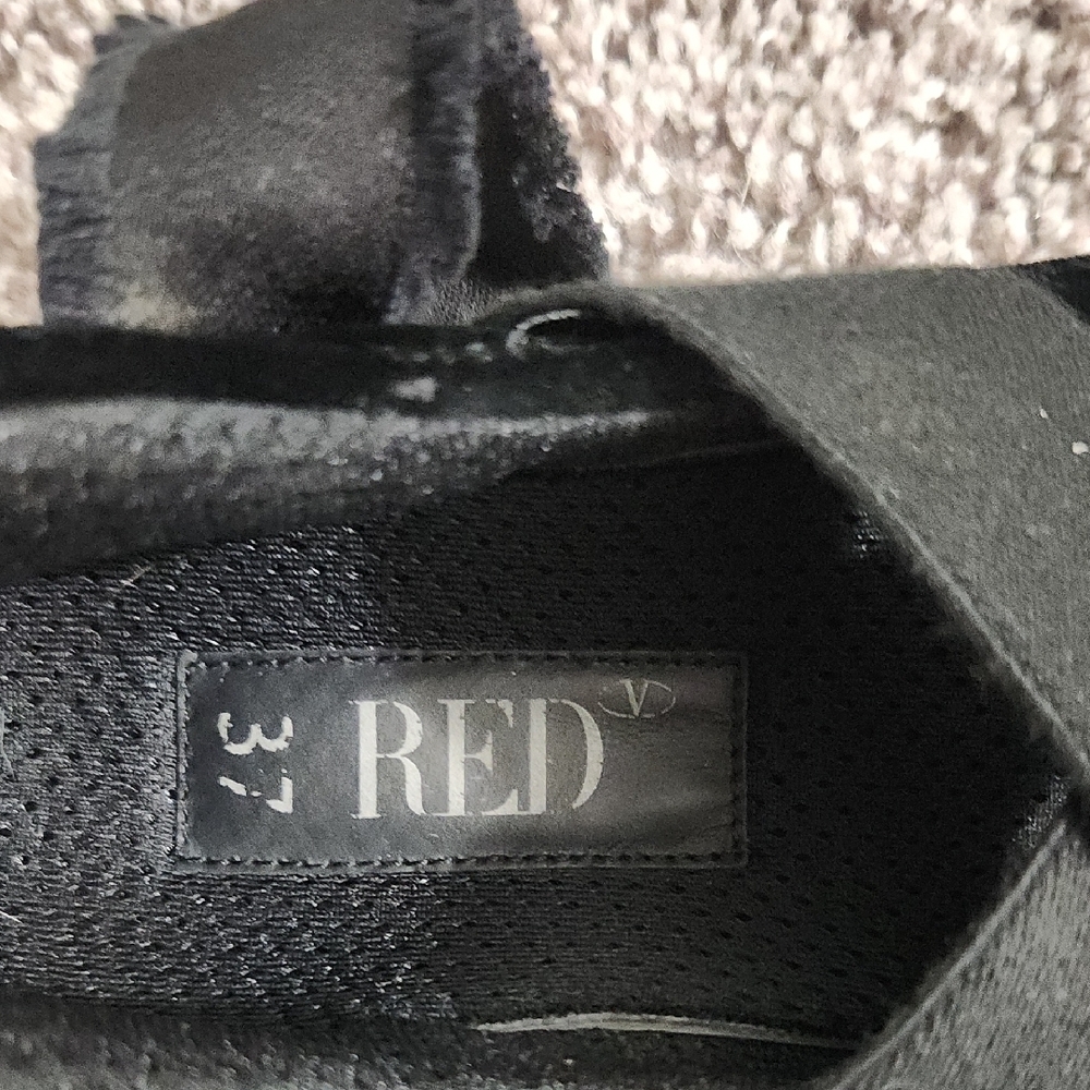 RED Valentino Black and White Chunky Sole Tie Ankle Ballerina Casual Sneakers - Picture 3 of 5